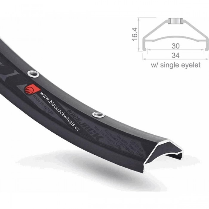 Cerchio MTB Tubeless in Alluminio 30mm x 29mm Nero 32 Fori - Modello RODI BLACKJACK - 1 - Cerchi - 8005586810014