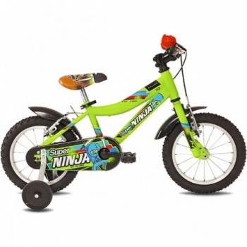 Bicicleta para Niños Super Ninja 14 Verde con Marco de Acero y Frenos V-Brake - 1