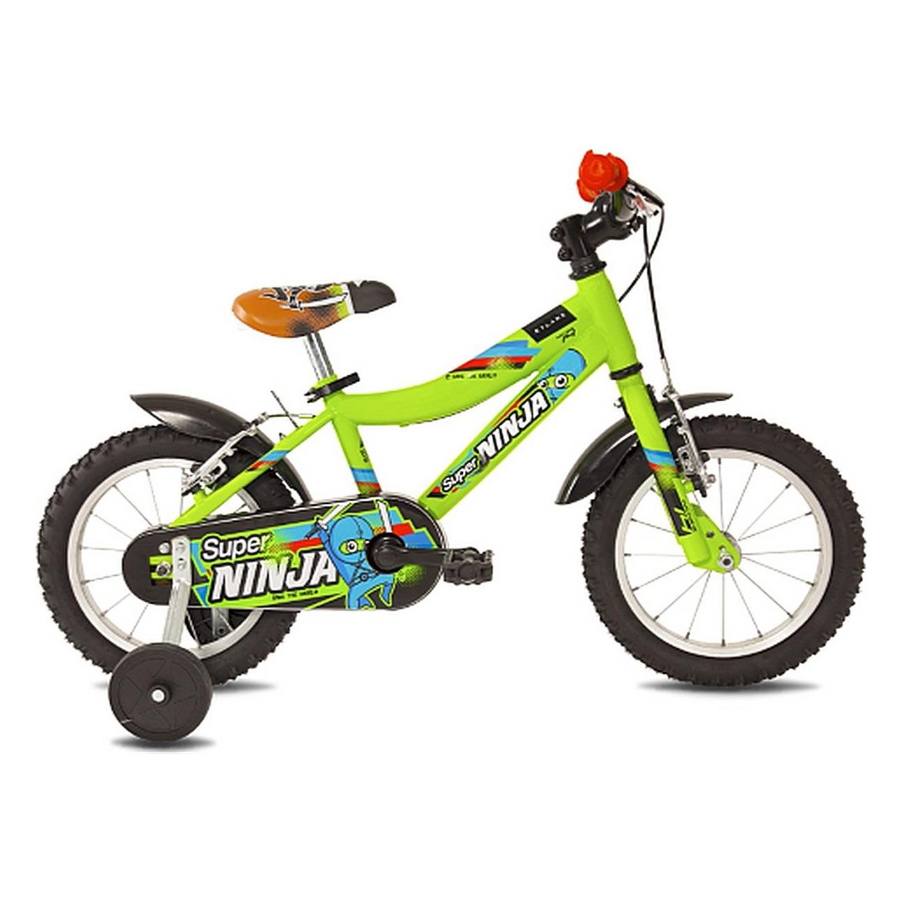 Bicicleta para Niños Super Ninja 14 Verde con Marco de Acero y Frenos V-Brake - 1