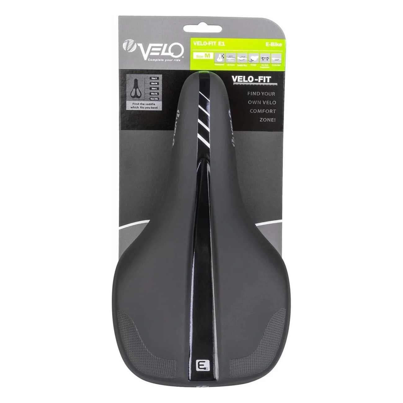 Selle VELO-FIT E1 pour E-bike, Taille M, 145x270 mm, Couleur Noir - 5