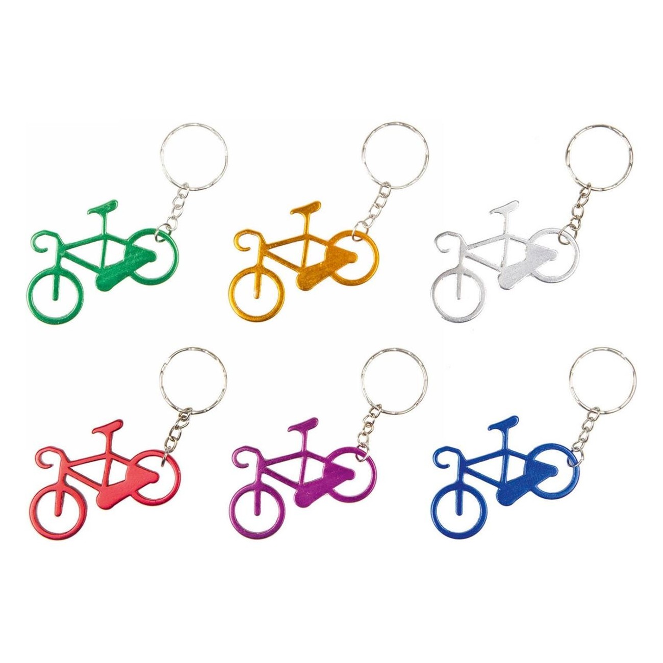 Set of 12 Aluminum Keychains with Bicycle Design, Assorted Colors - 1