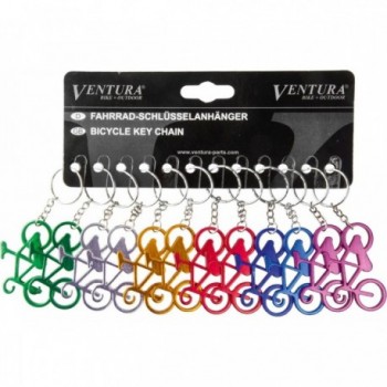 Set of 12 Aluminum Keychains with Bicycle Design, Assorted Colors - 8