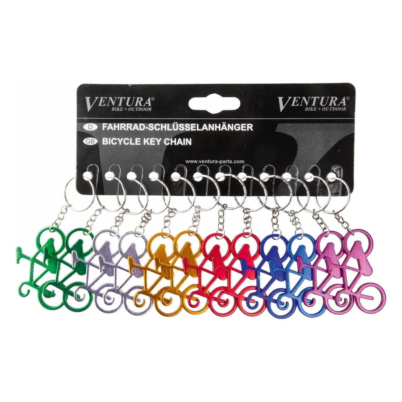 Set of 12 Aluminum Keychains with Bicycle Design, Assorted Colors - 8