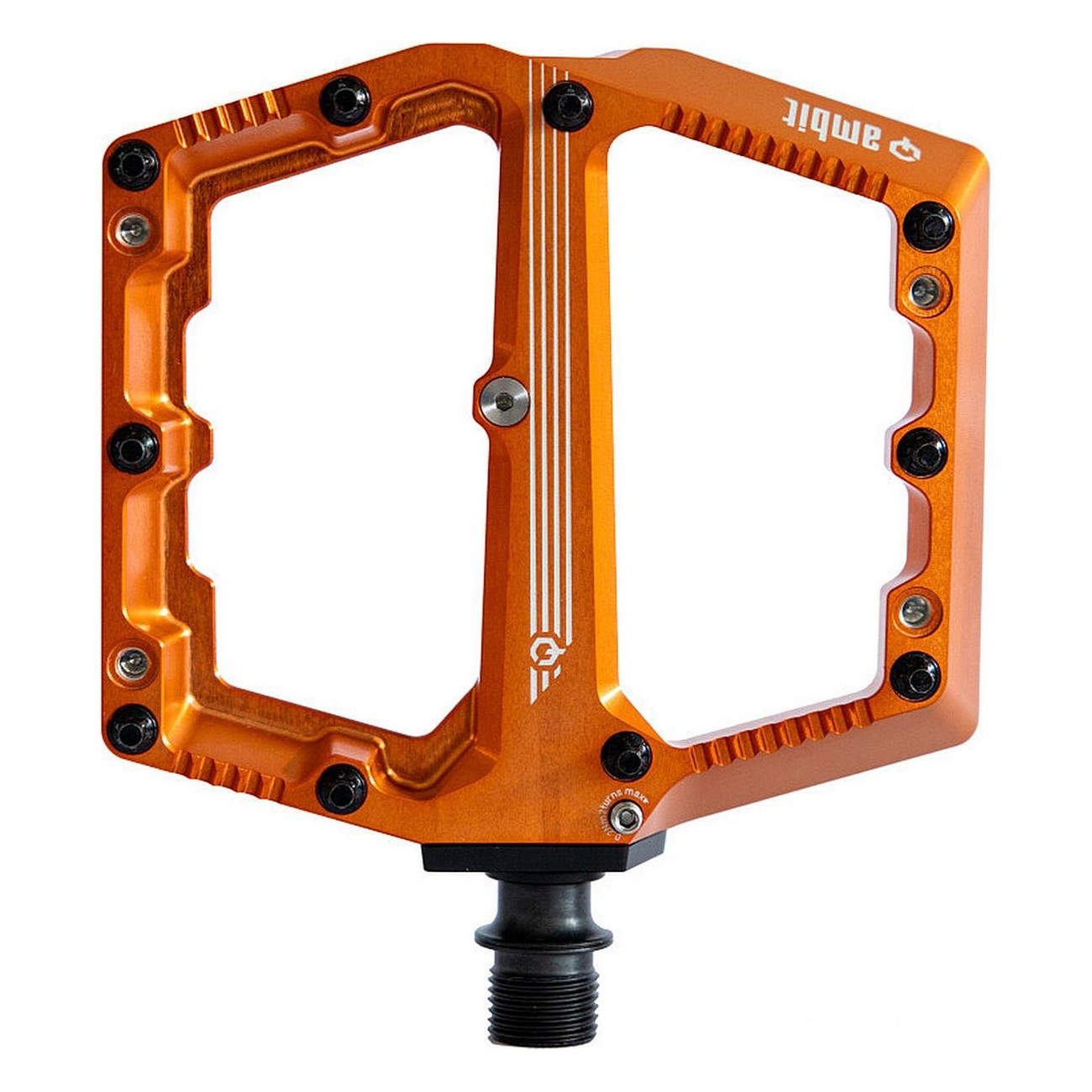 Ambit Enduro Large Flat Pedals with Orange Pins and Plate for MTB and Slopestyle - 1