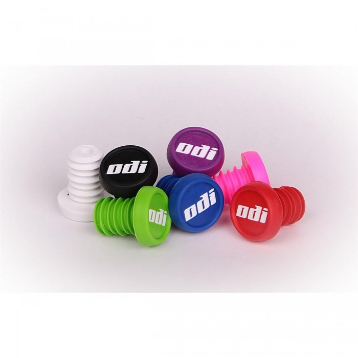 ODI Black BMX End Plugs with Logo - Pair - 1