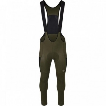 Men's Long Bib Shorts Military Green 2XL in Recycled Polyester with RED120 Pad - 1