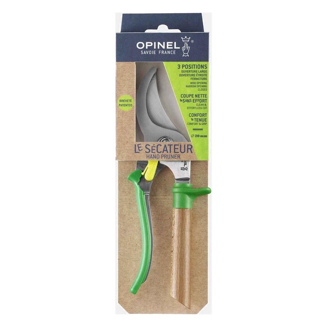 Opinel Prato Green Pruning Shears with Stainless Steel Blade and Beech Handle - 3