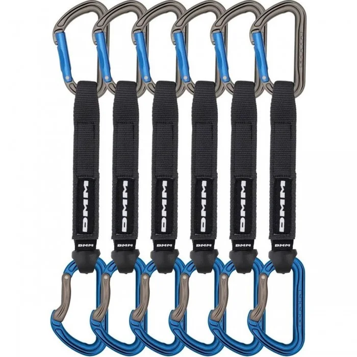 Set of 6 Blue 18cm Quickdraw Carabiners for Sport Climbing - Tech-Table - 1