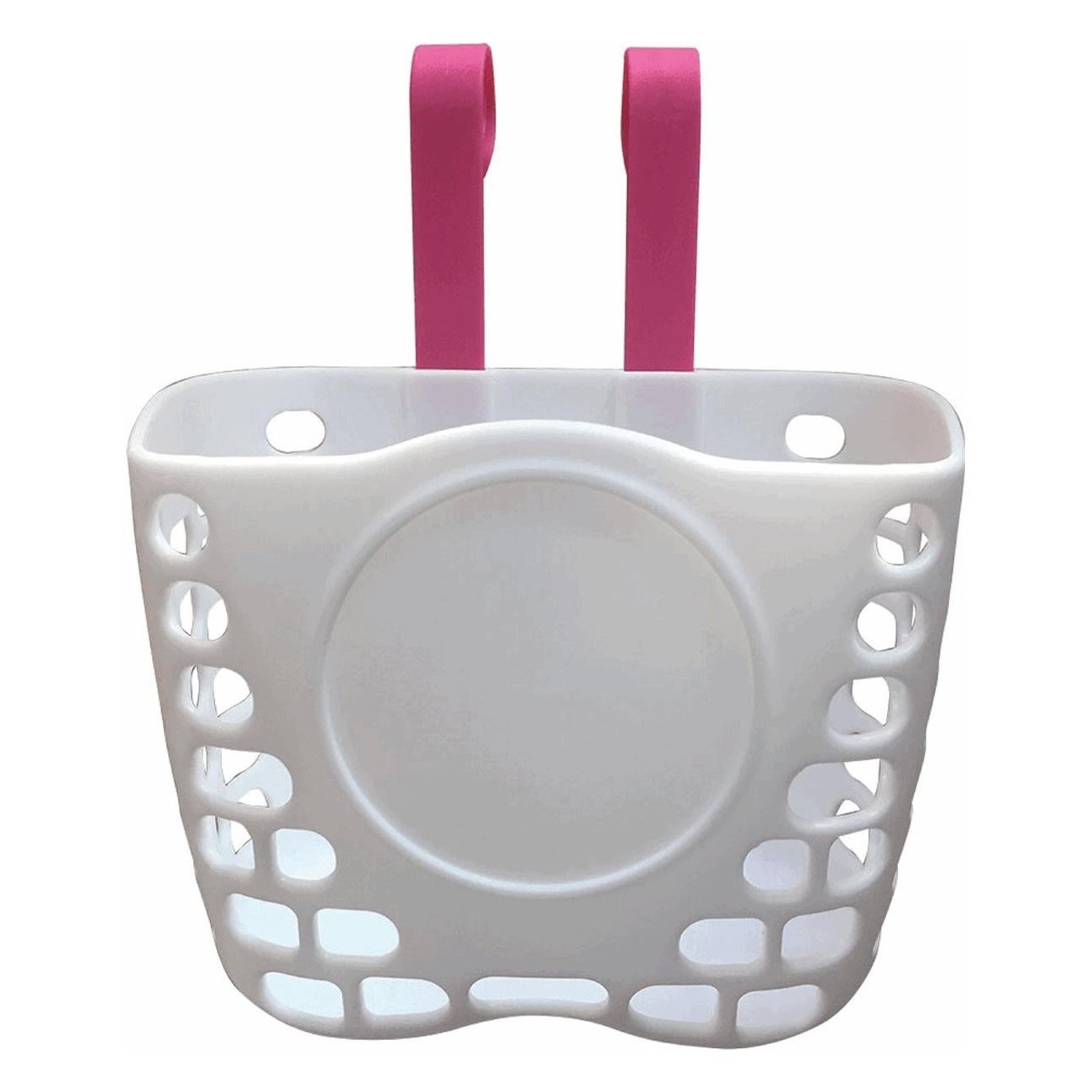 Junior Bike Basket in White Plastic 18x12x15 cm with MVTEK Handlebar Mount - 1