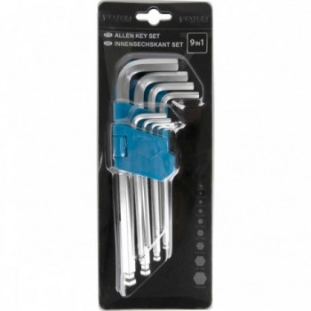 Ventura 9-in-1 CrV Hex Key Set, Sizes 1.5-10 mm, Blister Pack - 3