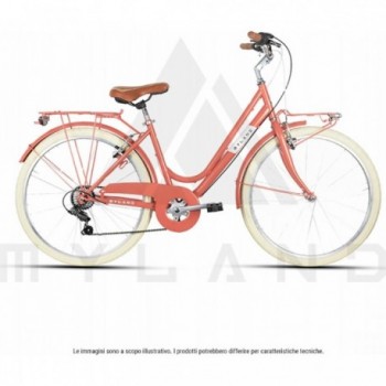 Bici City Donna 26' Salmone MYLAND con Cambio Shimano 6V e Telaio in Acciaio Hi-ten - 1 - City - 8059796060196