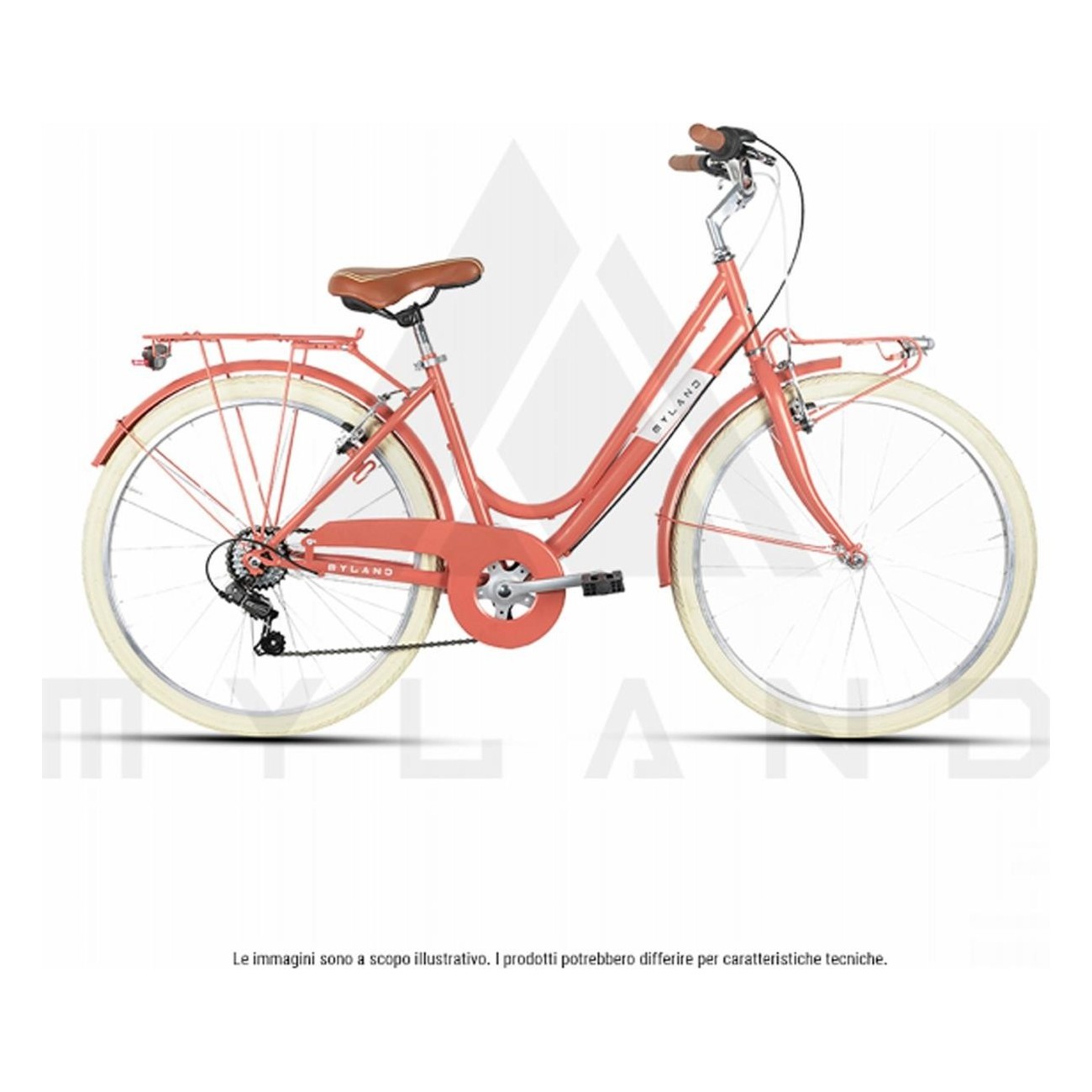 Bici City Donna 26' Salmone MYLAND con Cambio Shimano 6V e Telaio in Acciaio Hi-ten - 1 - City - 8059796060196