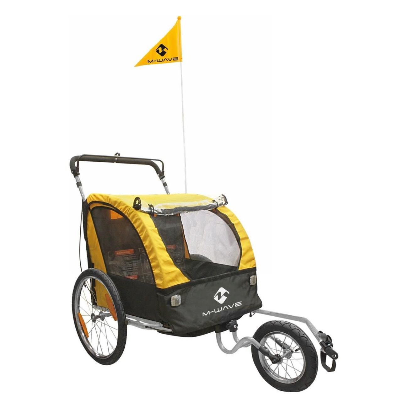 Rimorchio Pieghevole 3 in 1 M-Wave Stalwart Kid per Bambini, Bagagli e Jogging con Ruote da 20', Freno a Mano e Copertura Idrore