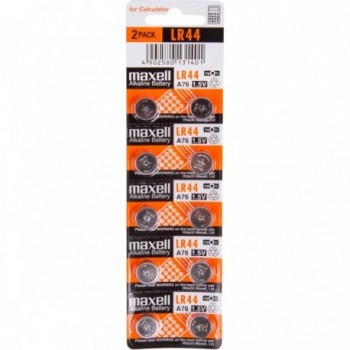 Maxell Batteria Alcalina LR44 AG13 1.5V - Set da 10 Pezzi in Blister, Senza Mercurio, Argento - 2 - Batterie - 4902580131401