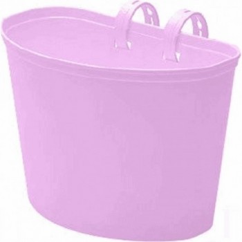 Junior Bike Basket in Pink Plastic 20x11x14 cm with Strap and Bracket - 1