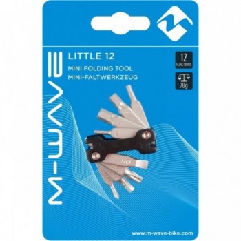 Mini Utensile Pieghevole M-Wave 12 Funzioni Nero Argento per Biciclette - 3 - Estrattori e strumenti - 0887539012526