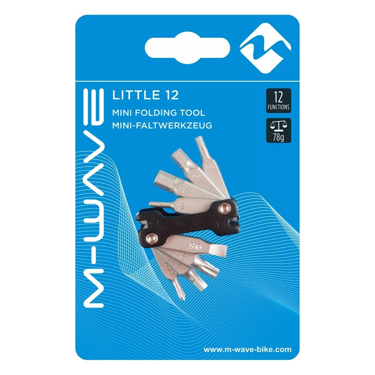 Mini Utensile Pieghevole M-Wave 12 Funzioni Nero Argento per Biciclette - 3 - Estrattori e strumenti - 0887539012526