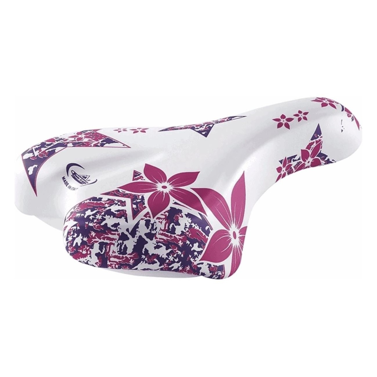 Sella per Bambini 16/20 Pollici Bianco/Rosa in Pelle Sintetica e Acciaio con Imbottitura Comfort - 1 - Selle - 8051772127015