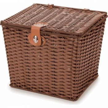 Brown Coated Iron Front Basket with Lid 34x30x28 cm - Durable & Versatile - 1