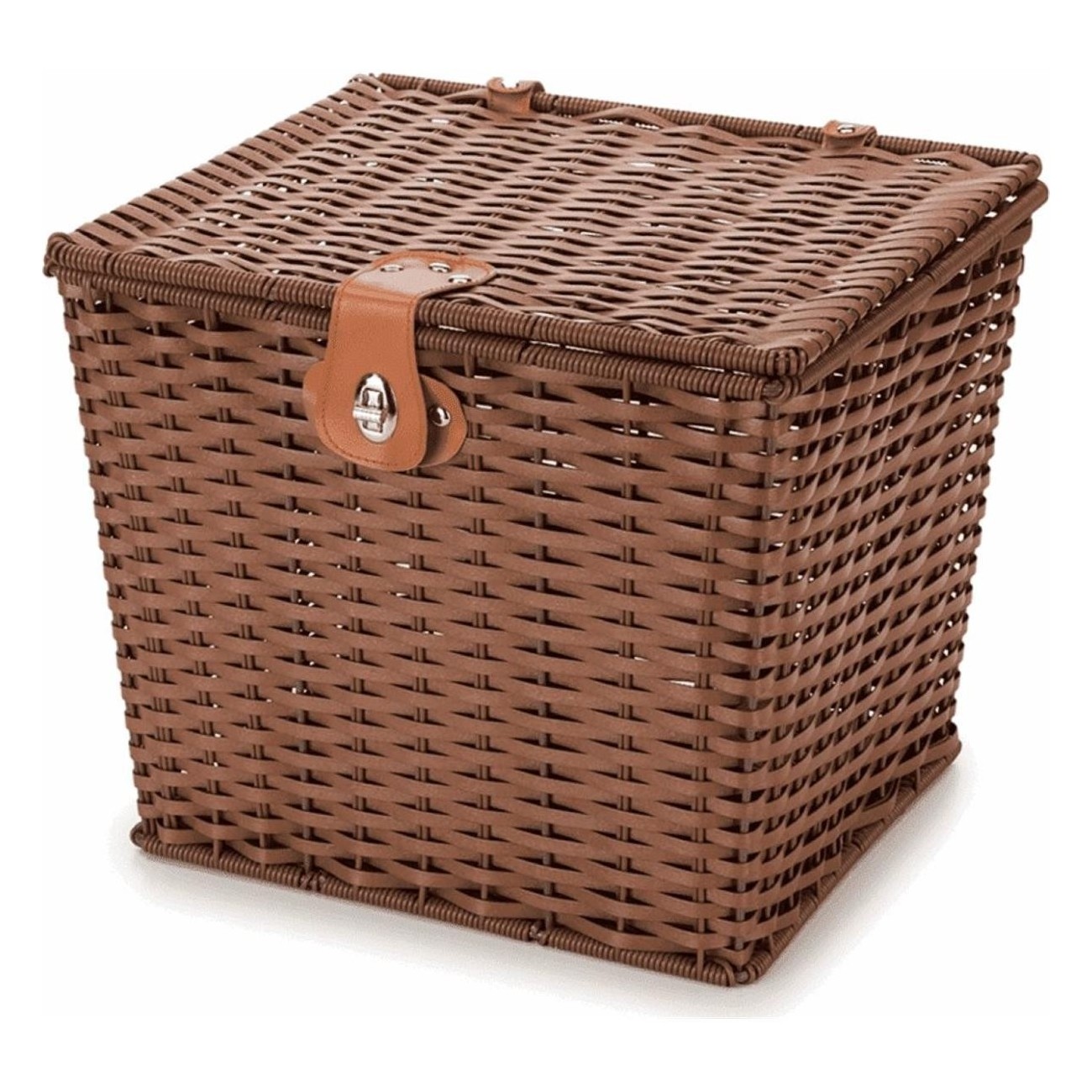 Brown Coated Iron Front Basket with Lid 34x30x28 cm - Durable & Versatile - 1