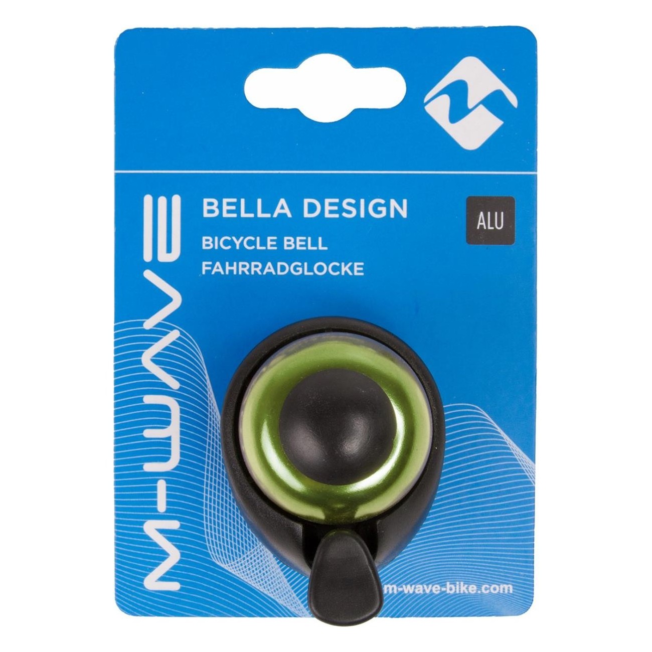 M-Wave Mini Bell Anodized Green with Aluminum and Black Plastic Mount - 3