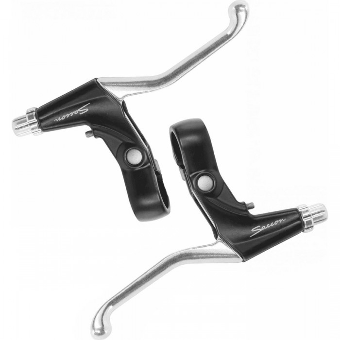 Pair of V-brake Brake Levers 3 Finger Black/Silver Aluminum Model L32 - 1