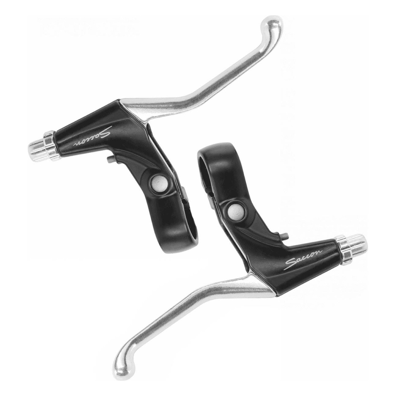 Pair of V-brake Brake Levers 3 Finger Black/Silver Aluminum Model L32 - 1