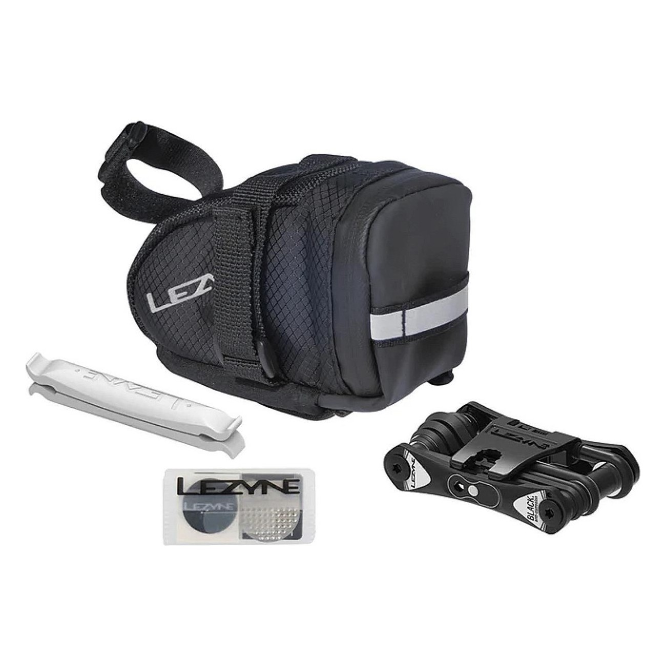 Lezyne Caddy Saddle Bag (M) Black with RAP14 Repair Kit & Tool - 2