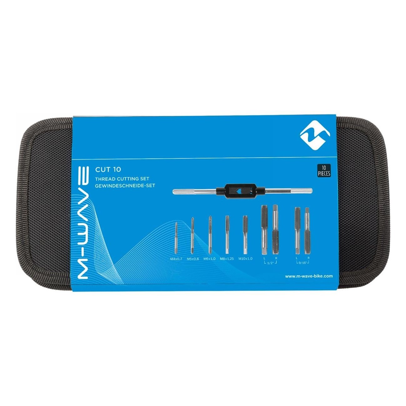 Set di Maschiatura M-Wave Cut 10 per Bicicletta con Borsa - Utensile Speciale per Filettature di Varie Dimensioni - 3 - Estratto