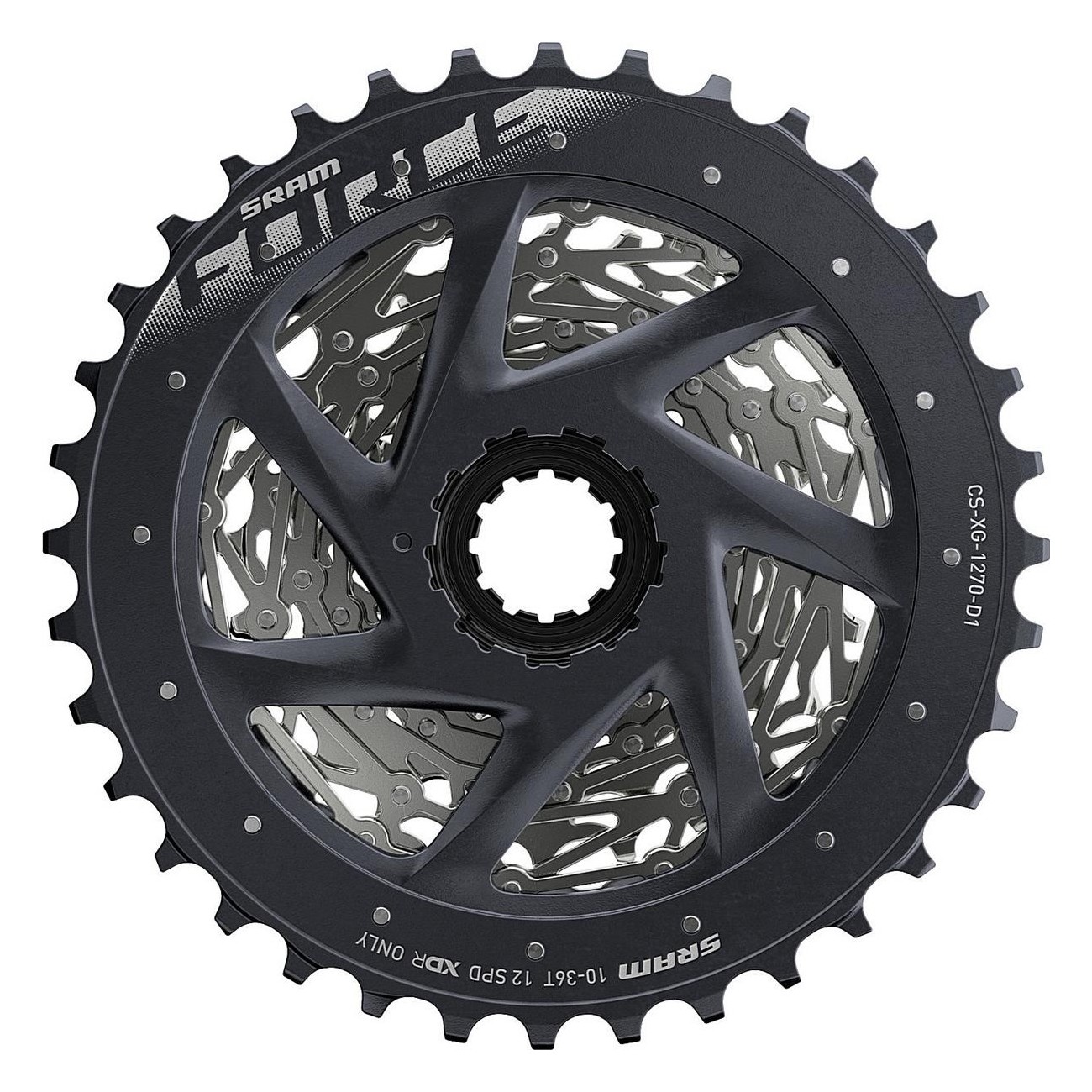 Cassette SRAM Force XG-1270 12 Velocidades 10-36T Plata con Tecnología X-Range - 2