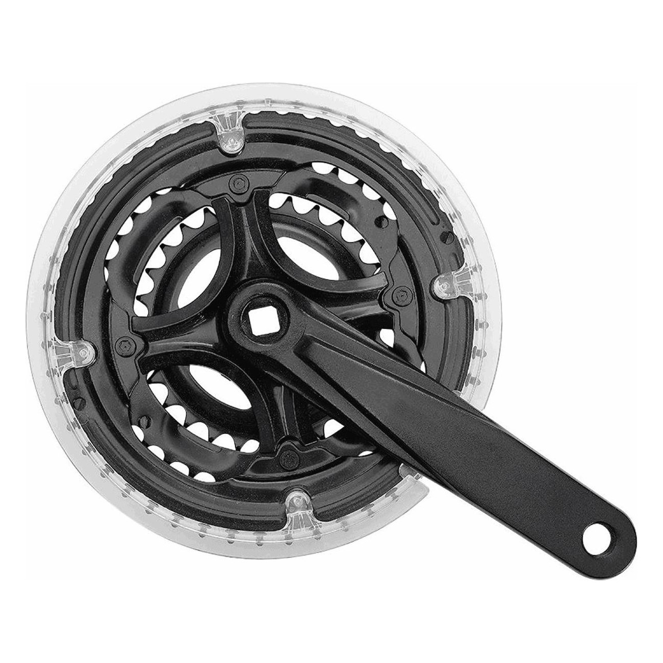 MVTEK City Crankset 3x6/7V 28/38/48 Teeth 170mm Black with Chain Guard - 1