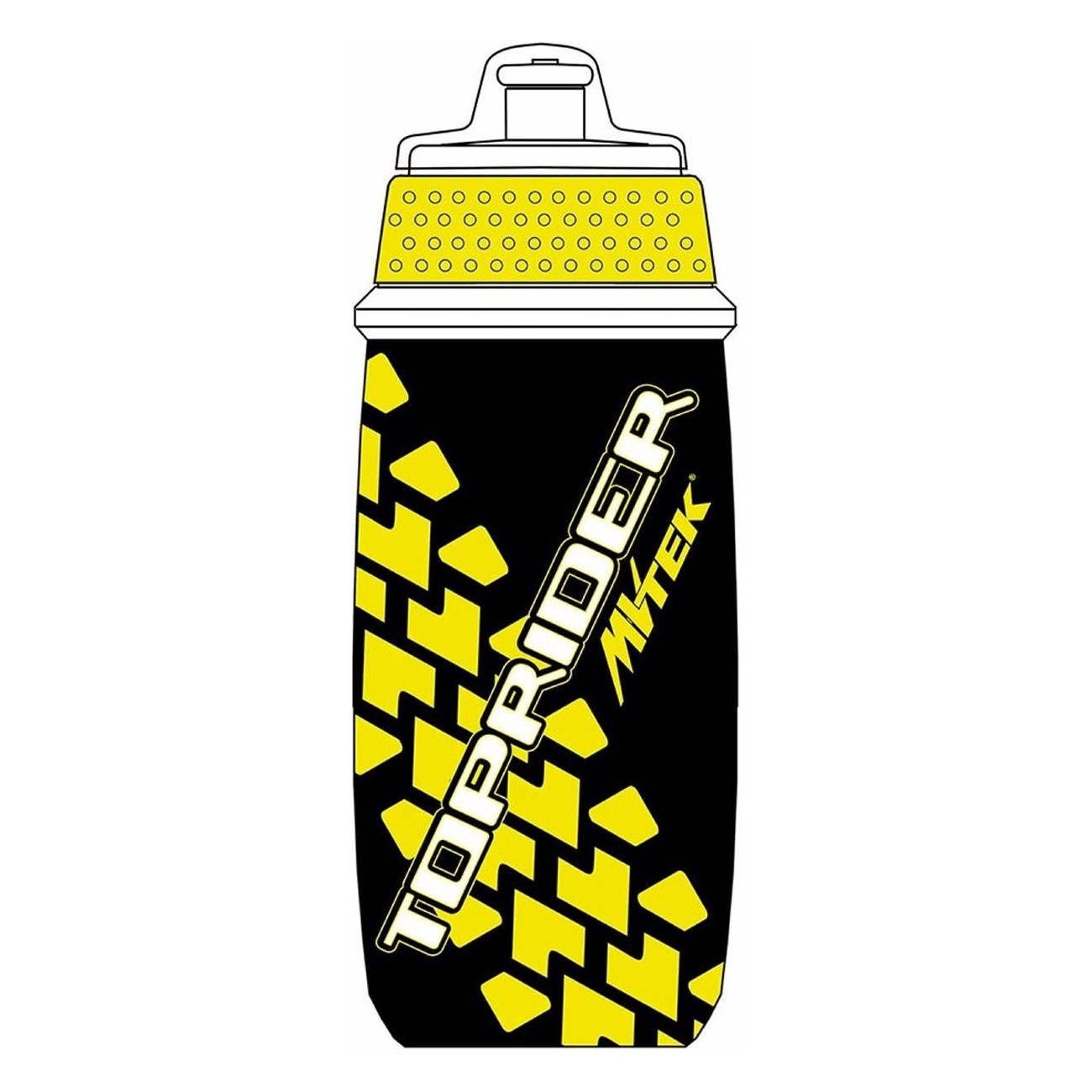 Bouteille MTB TOPRIDER 650ml Jaune/Noir avec Bouchon Anti-Poussière - MVTEK - 1