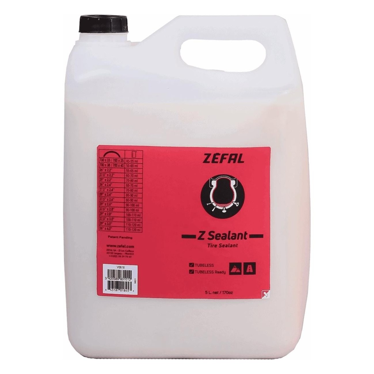 Sellador Tubeless Zéfal Z Sealant 5000ml - Protección contra Pinchazos para Bicicletas - 1