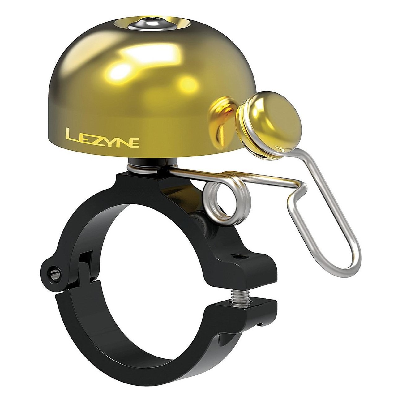 Cloche Classique en Laiton Lezyne pour Vélo - Élégante et Fonctionnelle, Noir et Or - 1