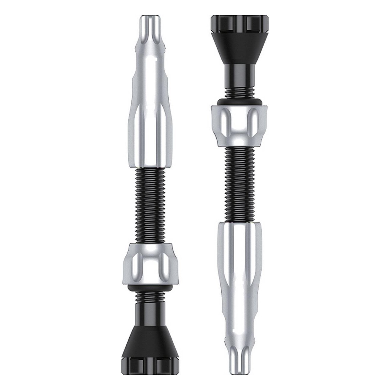 Valve Tubeless Lezyne CNC 44mm en Aluminium Argent avec Retrait Noyau - 1 Paire - 1