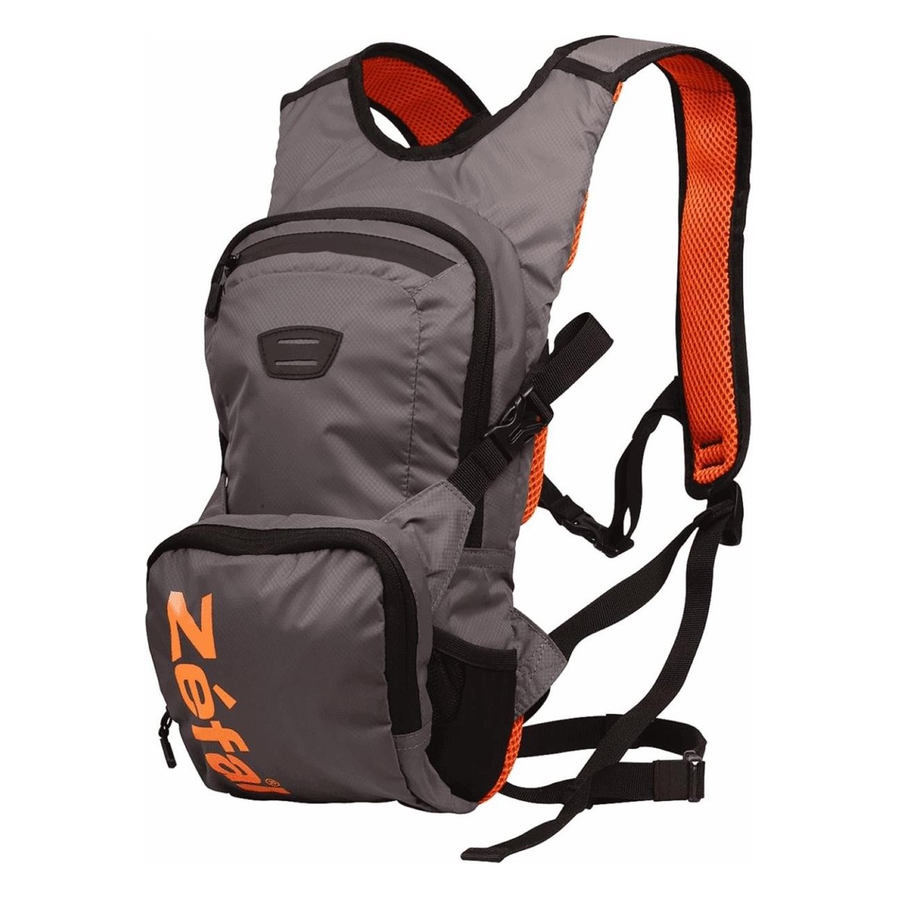 Wasserrucksack 6L Grau/Orange mit 2L Tasche, mehreren Fächern und weichem Rücken - 1