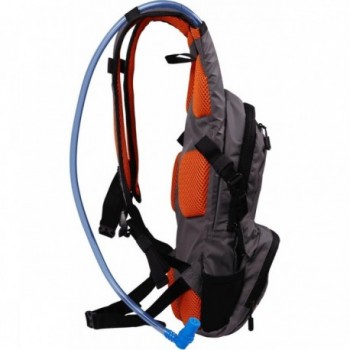 Wasserrucksack 6L Grau/Orange mit 2L Tasche, mehreren Fächern und weichem Rücken - 3