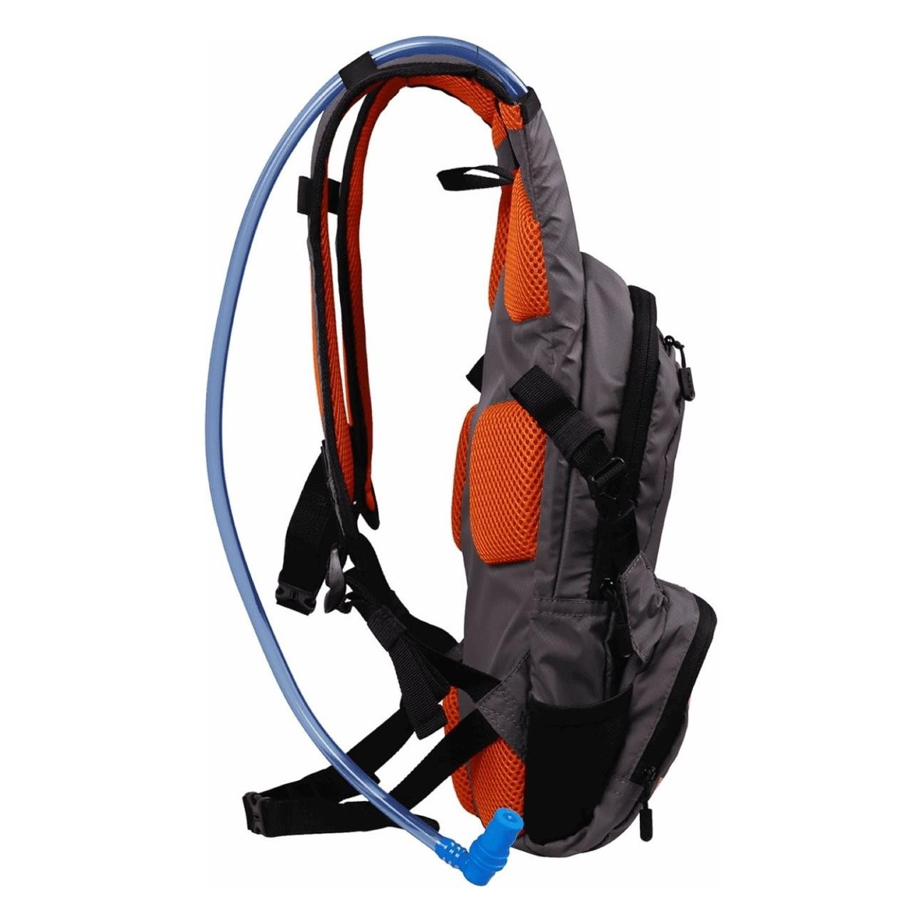 Wasserrucksack 6L Grau/Orange mit 2L Tasche, mehreren Fächern und weichem Rücken - 3