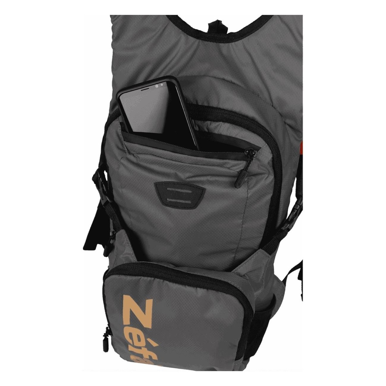 Mochila Hidratante 6L Gris/Naranja con Bolsa 2L y Espalda Suave - 4