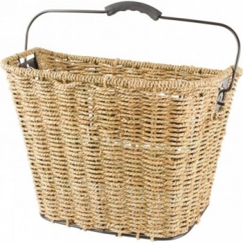 Handwoven Seagrass Handlebar Basket M-Wave with Clip Support, 35x25x26 cm - 1