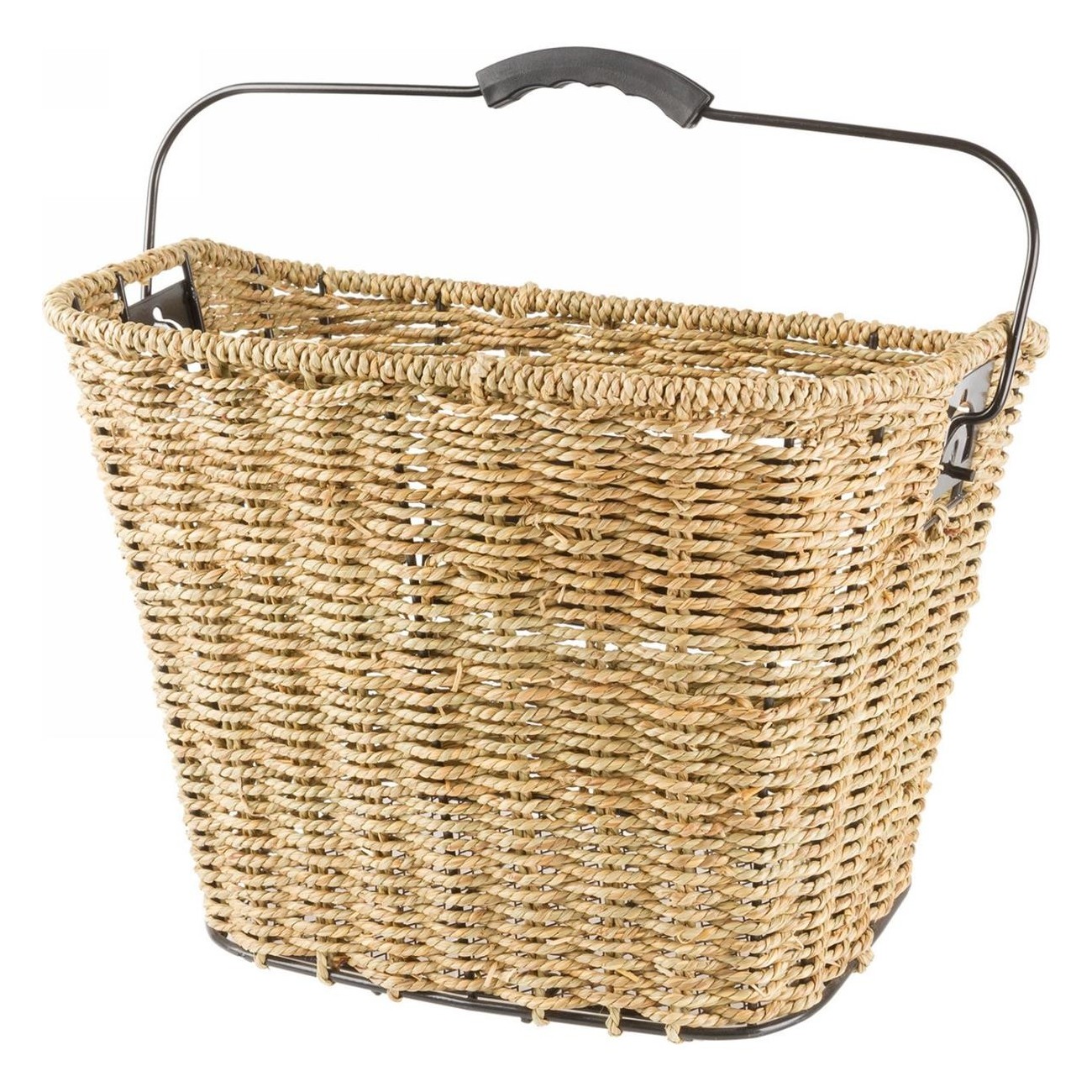 Handwoven Seagrass Handlebar Basket M-Wave with Clip Support, 35x25x26 cm - 1