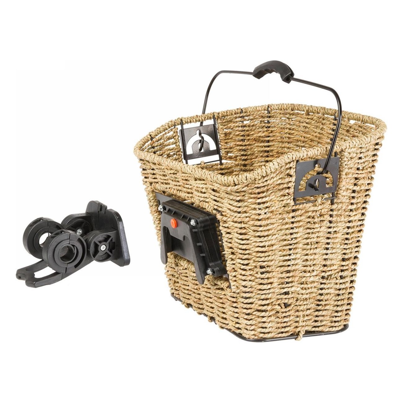 Handwoven Seagrass Handlebar Basket M-Wave with Clip Support, 35x25x26 cm - 5