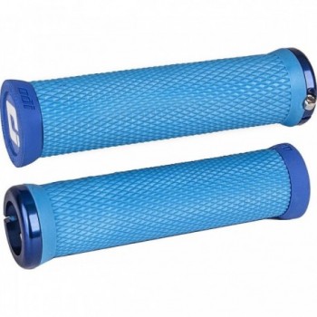 MTB ODI Elite Motion Lock-On Grips 2.1, 130mm, Sky Blue with Blue Clamps - 1