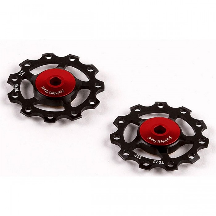 Puleggia in Acciaio Inossidabile Nera per Deragliatori 9/10/11v - Compatibile Shimano e SRAM - 1 - Pulegge - 4712910908173