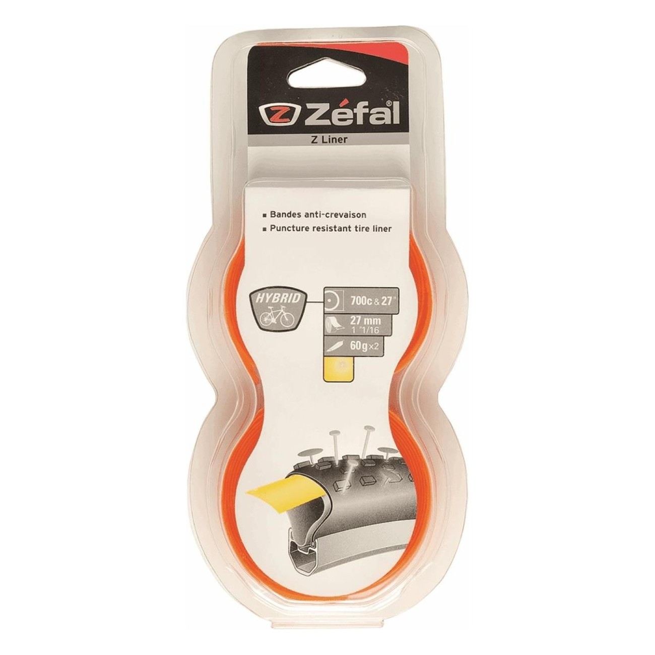 Z Liner 27mm Puncture-Resistant Tape Orange for Hybrid/Gravel Bikes - 2 Pack - 2