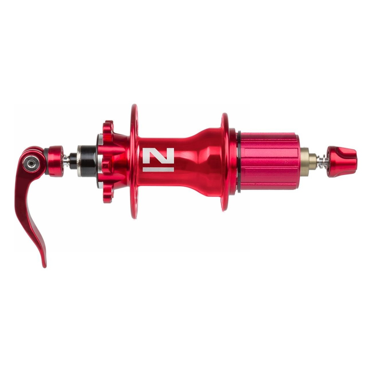 Buje de Freno de Disco Trasero Novatec 4in1 32 Agujeros Rojo Anodizado 135mm - 1