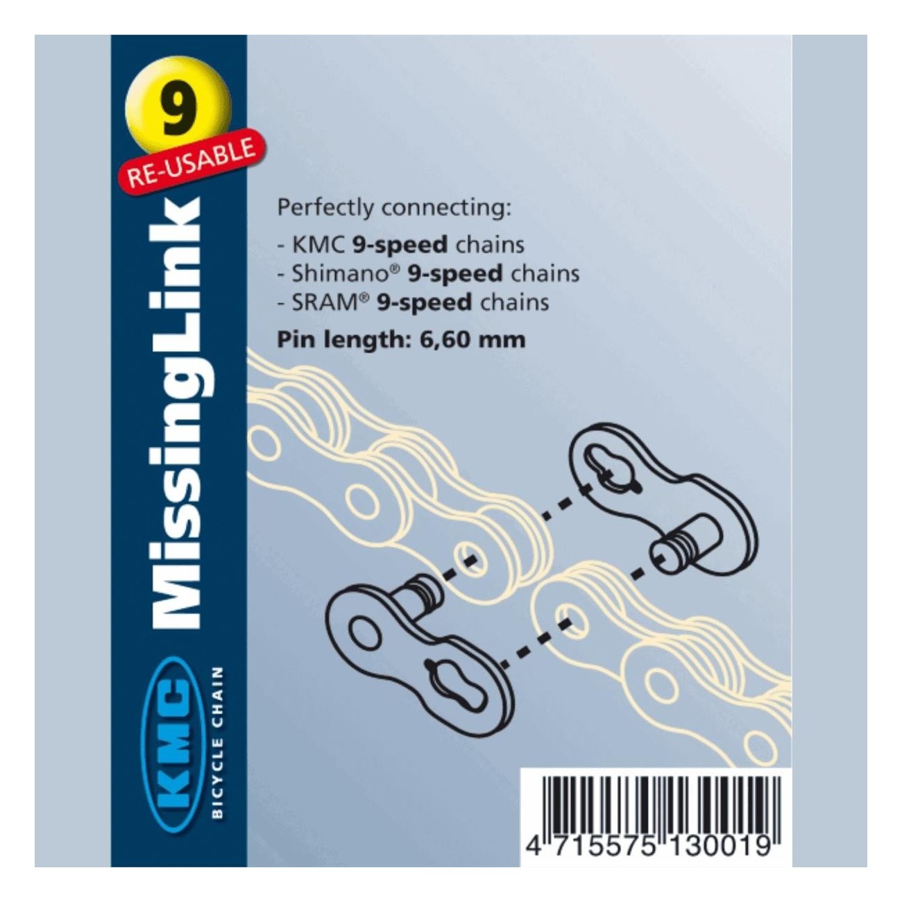 KMC 9V X9 Gold Quick Link for 9-Speed Chains - Pack of 2 Pairs - 1