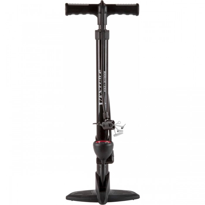 Ventura Floor Pump in Black Steel with Pressure Gauge and Universal Head - 1