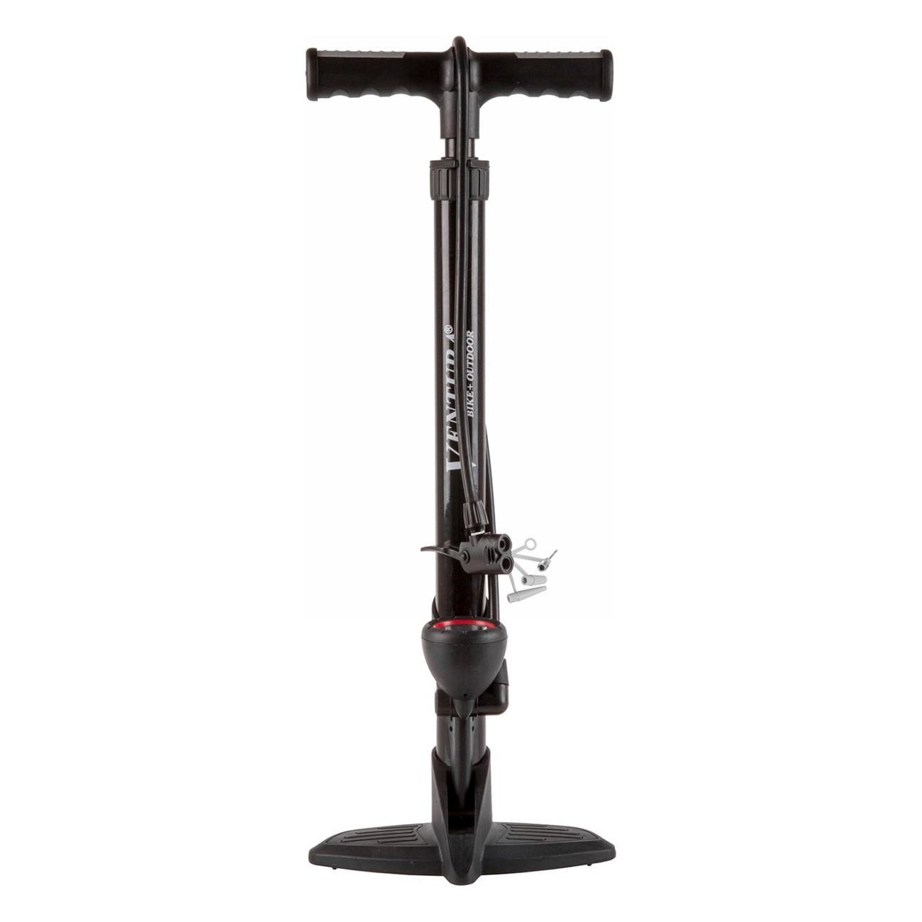 Ventura Floor Pump in Black Steel with Pressure Gauge and Universal Head - 1