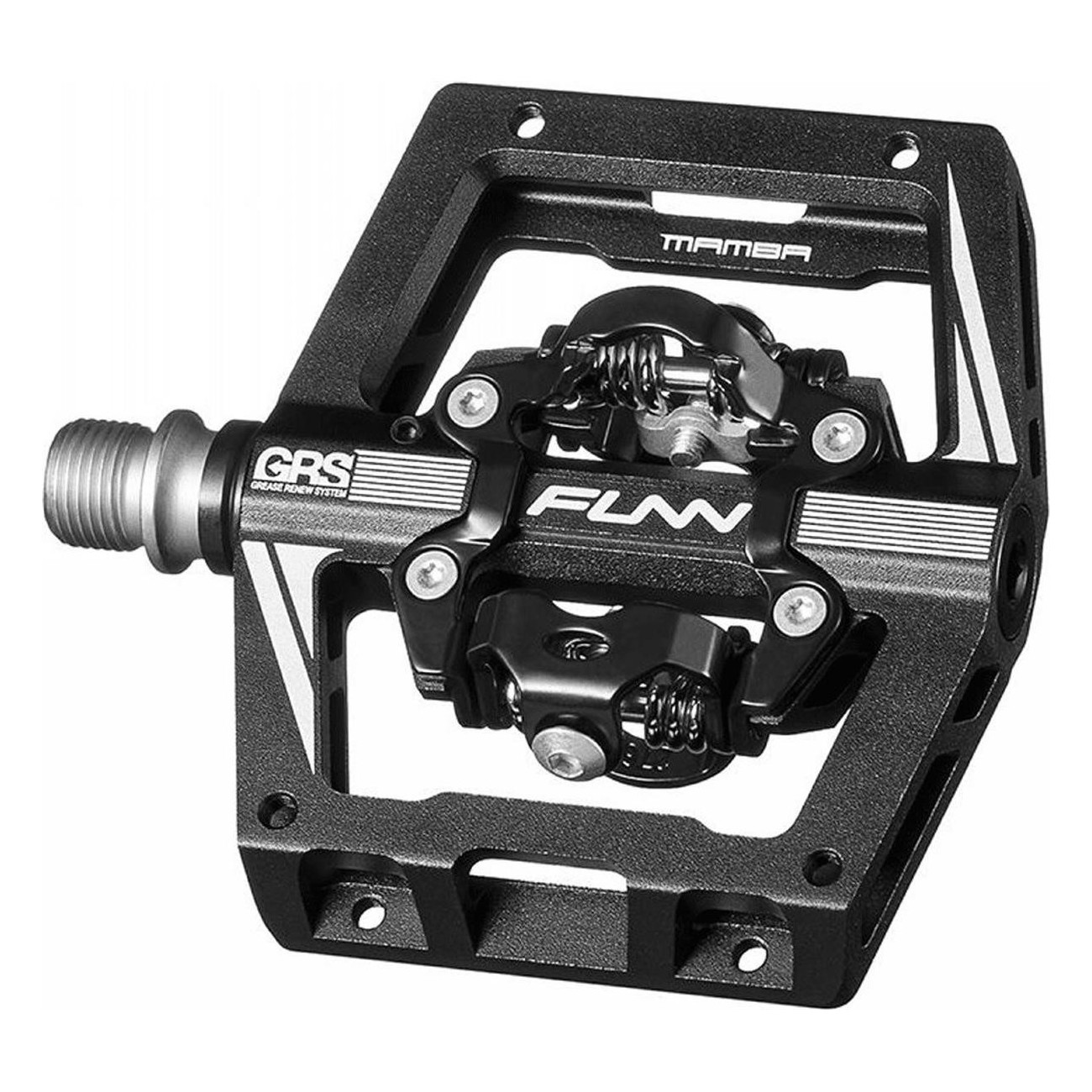 MAMBA S Black/Silver Aluminum Pedals with SPD System, CR-Mo Axle, 465g/pair - 1